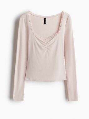 NEW H&M | Lace-Trimmed Rib Top